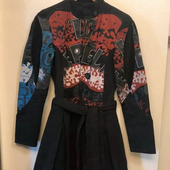 Custo Barcelona SPECIAL ADDITION ROCKSTAR TRENCH coat Copyright.Wearable art! - Picture 7 of 8